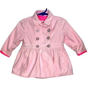 Genuine Kids Oshkosh Baby Girl Jacket Size 18 Months Logo Pockets Buttons Pink